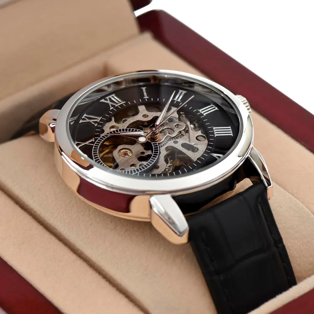 Automatic Skeleton Watch for Men, Self-Winding, Steel Case with Luxury LED Box, photo 5