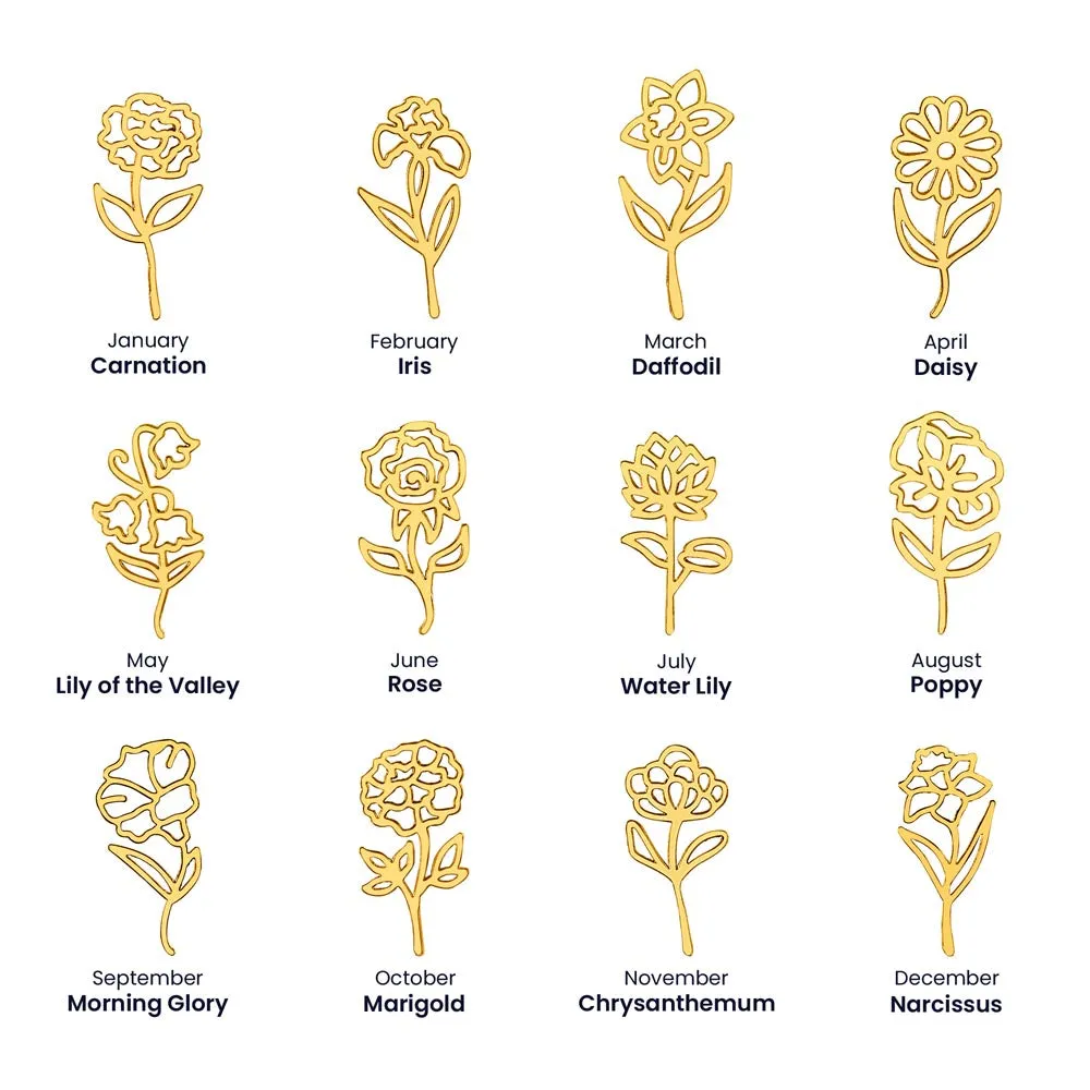 Personalized Flower Name Necklace with Birthstone Charm – 18K Gold-Plated, 12 Birth Months, Gift for Her, photo 3
