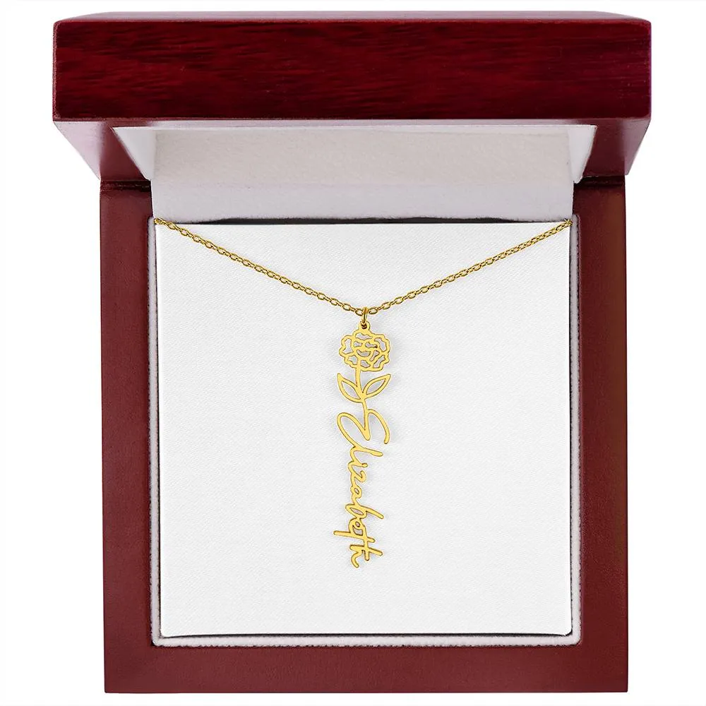 Personalized Flower Name Necklace with Birthstone Charm – 18K Gold-Plated, 12 Birth Months, Gift for Her, photo 6