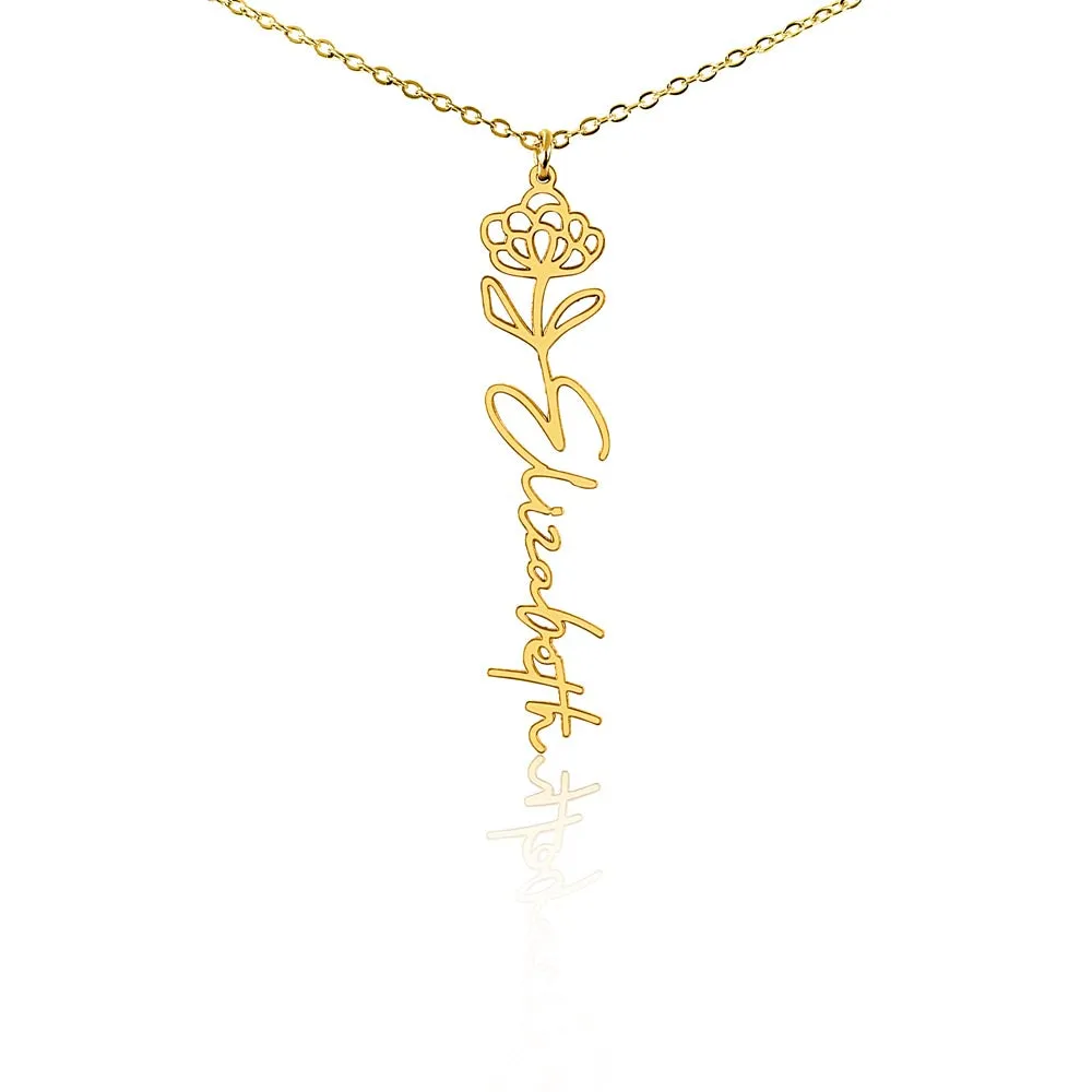 Personalized Flower Name Necklace with Birthstone Charm – 18K Gold-Plated, 12 Birth Months, Gift for Her, photo 5