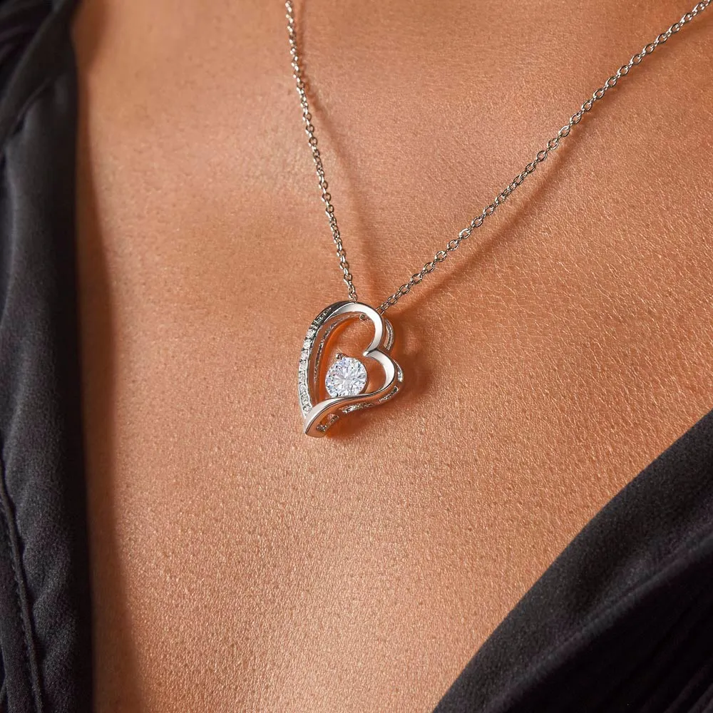 Crystal Heart Necklace for Mom, Adjustable Chain, 18K Yellow or 14K White Gold, photo 6