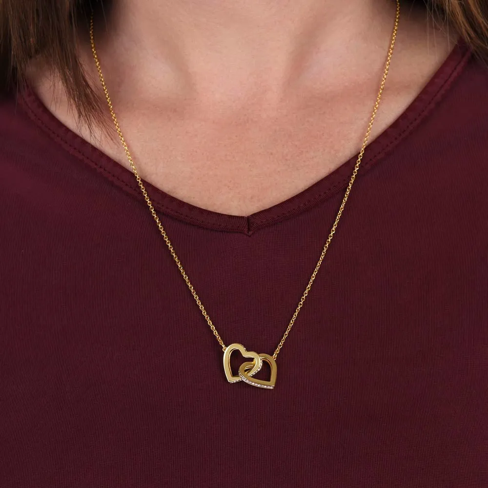 Interlocking Hearts Necklace for Daughter, Crystal Accents, 18K Yellow or 14K White Gold, photo 5