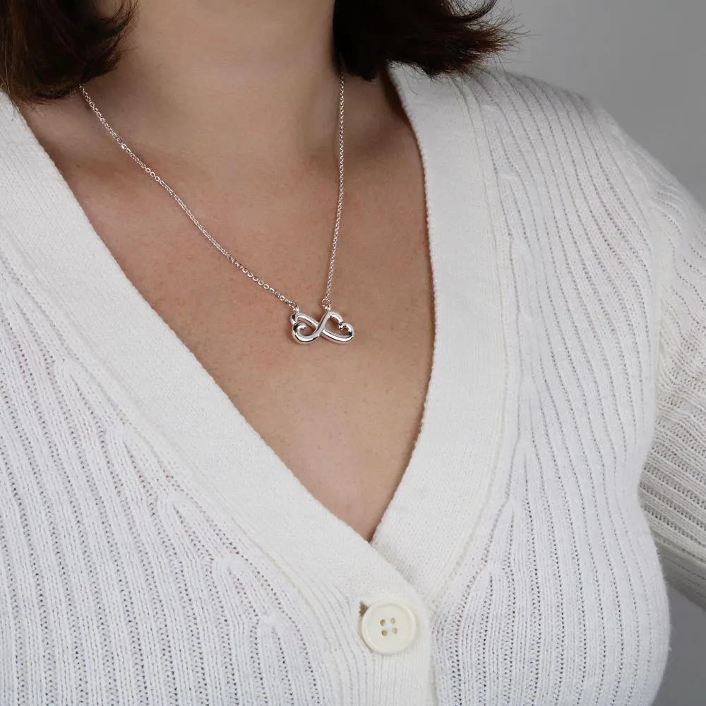 Infinity Heart Necklace for Her, Endless Love Symbol, 18K Yellow or 14K White Gold Finish, photo 2