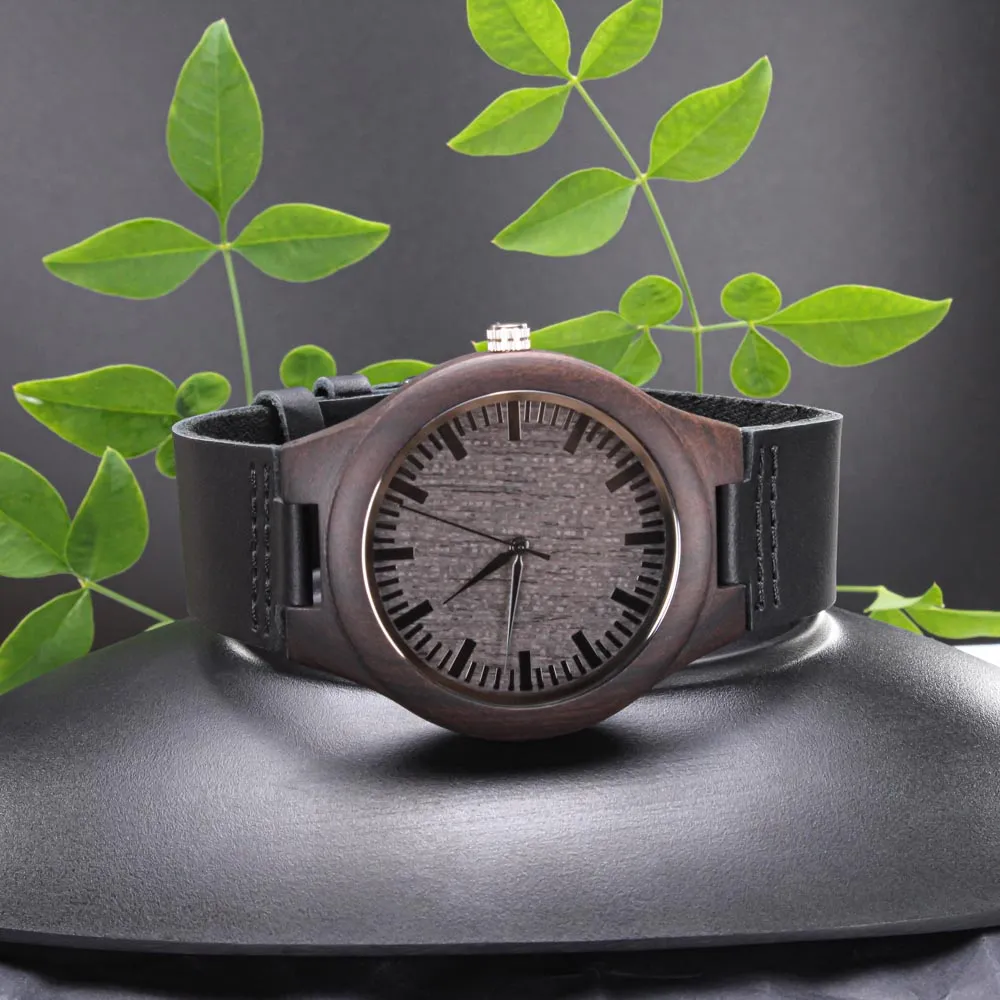 Natural Wood Watch, Lightweight Wooden Case and Band, Mahogany Gift Box, photo 2