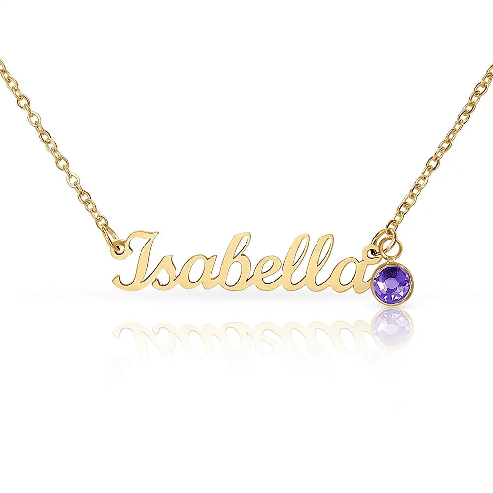 Custom Gold Name Necklace with Birthstone Charm – Personalized 18K Gold-Plated, Gift for Her, photo 4