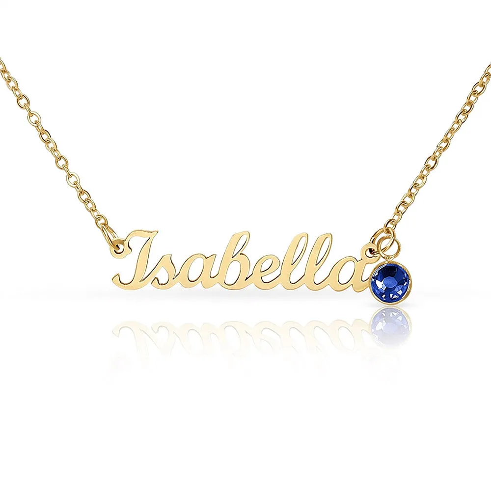 Custom Gold Name Necklace with Birthstone Charm – Personalized 18K Gold-Plated, Gift for Her, photo 3
