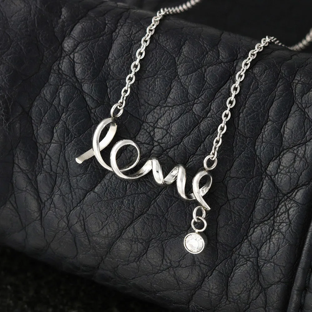Scripted Love Necklace, Cursive Love Pendant, Stainless Steel, photo 2