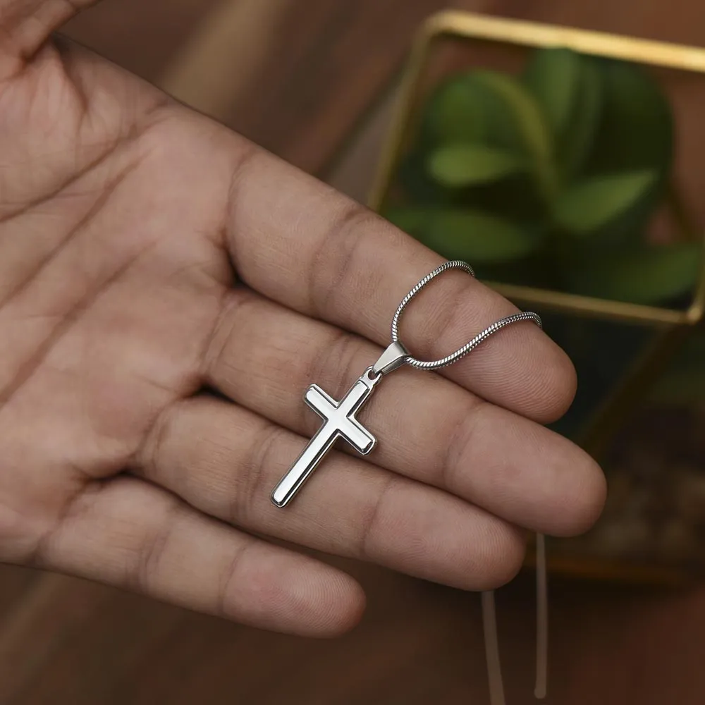 Stainless Steel Cross Necklace on Solid Chain, Everyday Wear