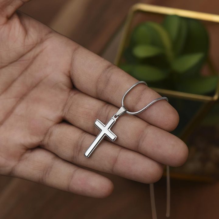 Stainless Steel Cross Necklace on Solid Chain